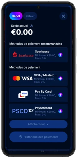 choisissez une méthode de paiement sur Boomerang Bet casino
