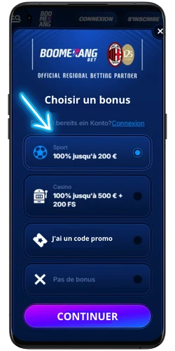 choisir un bonus Boomerang Bet