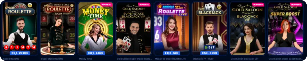 jeux de table en direct casino Boomerang