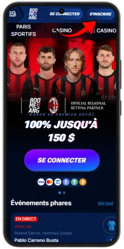 inscription casino Boomerang Bet