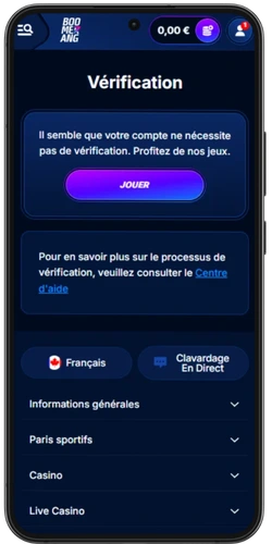 vérification compte casino Boomerang